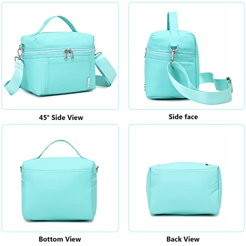 NOL Insulated Lunch Bags for Women Cooler Bag Lightweight Nylon Waterproof Lunch Box for Work Cyan Small 4L (Cyan / Small (4 Liters))