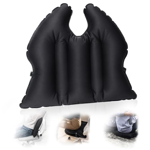 2-in-1 Inflatable Seat Cushion & Lumbar Support,Black (Black / 1 PACK)