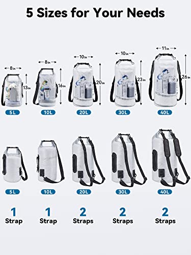 Dry Bag Waterproof Backpack with Phone Case (White / 30L)
