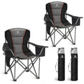Folding Camping Chair Oversized Heavy Duty Padded Outdoor Chair (Black / Twin Pack)