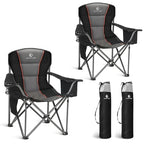 Folding Camping Chair Oversized Heavy Duty Padded Outdoor Chair (Black / Twin Pack)