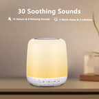 White Noise Sound Machine for Sleep Portable Sound Machine with 30 Soothing Sounds 12 Night Light Colors 4 Timer Sleep Machine for Baby Adults (Milky White)