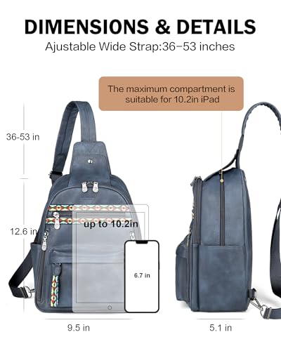 Large Sling Bag for Women (Dark Blue Retro Style)
