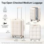 24 Inch Checked Luggage Hardside Suitcase Top Opening Suitcases (24 Inch / Cream)