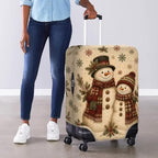 Christmas Luggage Cover Fit for 18 (M(for 22-25 inch luggage) / Vintage Snowman)