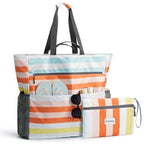 Beach Bag Waterproof Sandproof Large Capacity Foldable for Women (Rainbow / 50L)