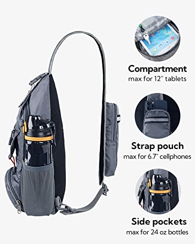Packable Small Crossbody Sling Backpack Shoulder Chest Bag Daypack for Hiking Traveling Grey (New Grey)