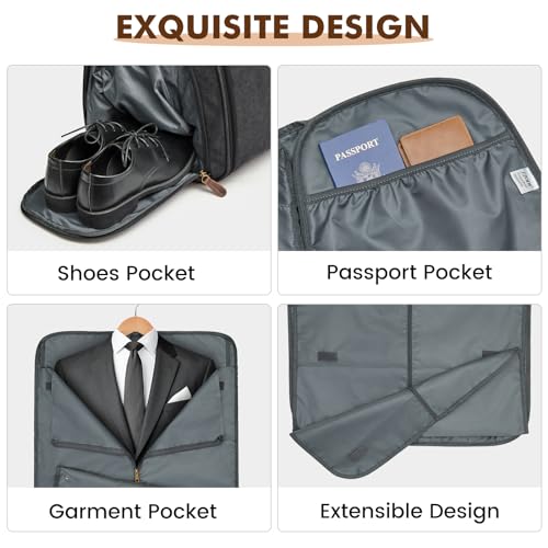 Garment Bags for Travel Canvas Duffle Bags for Men Hanging Suitcase (Black)