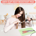 Large Heat Resistant Silicone Mat for Hair Styling Tools (Light Green)