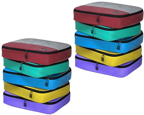 Large Packing Cubes for Travel 10pc Set (10pc Multicolor / Large)
