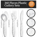 360 Pieces Transparent Plastic Cutlery Set (Transparent)