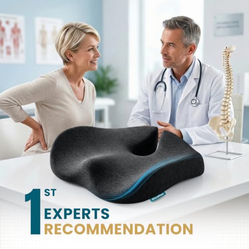 Cooling Seat Cushion for Tailbone Pain Relief (Cooling Black)