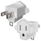 2 Pack ETL Listed 3 Prong to 2 Prong Adapter Converter (2 Pack / A-Ivory White)
