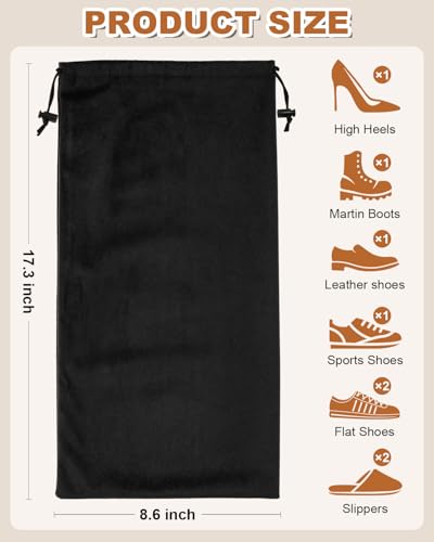4 Pcs Single Shoe Bags for Travel (Black Beauty / 17.3"x8.6")