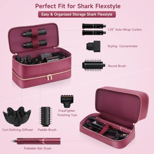 Travel Hair Dryer Case for Shark Flexstyle (Cherry)
