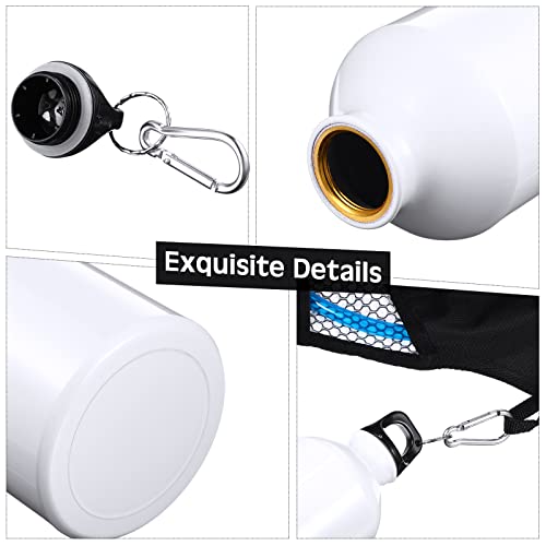 10 Pcs Aluminum Water Bottle 20 oz Reusable Bottles Lightweight Leak Proof Aluminum Sports Travel Bottles with Twist Cap Buckle for Gym (White)