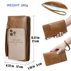 Full Grain Leather Travel Family Passport Holder for 4 Passport Wallet RFID Blocking Passports Organizer 3 Layer Design Fit 4 Passports (Camel Brown)