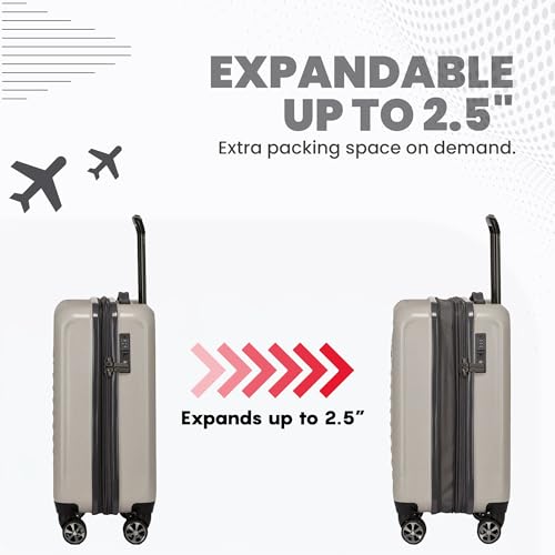 Rails Expandable Hardside Upright Suitcase with 360° Spinner Wheels (Oatmeal / Large Checked)