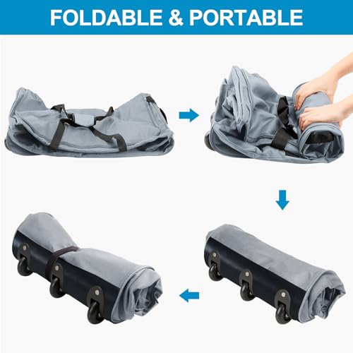 120L Foldable Rolling Duffel Bag with 3 Wheels (Large / Grey)