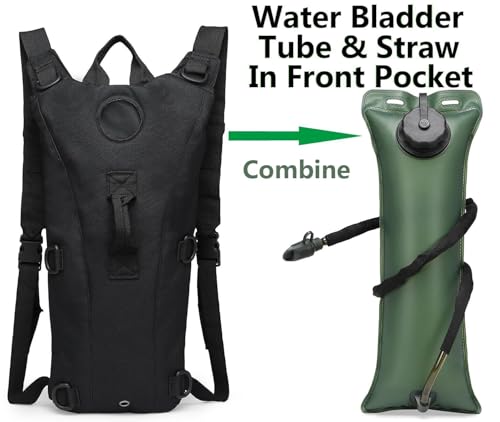 Tactical Water Hydration Pack Military 3L Water Bladder Carrier Backpack Leakproof for Running Jogging Cycling Hiking (Navy Blue)