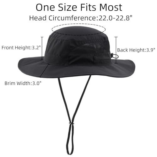 UPF 50+ Sun Protection Hat for Women Ladies Sun Hat Quick Dry Summer Beach Hats Foldable Outdoor Safari Hats Black (Large / Black)