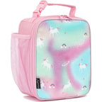 Kids Lunch box Insulated Soft Bag Mini Cooler Back to School Thermal Meal Tote Kit for Girls (Glitter-Unicorn)