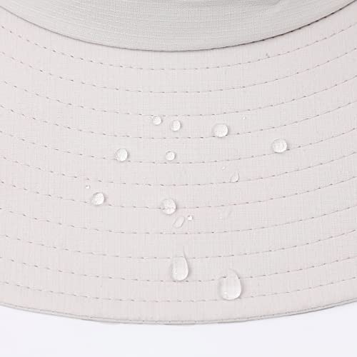 Womens Summer Sun Hat Beach Hat Wide Brim Outdoor UV Protection Hat Foldable Cool Mesh Ponytail Bucket Hat (6-7 / Beige)