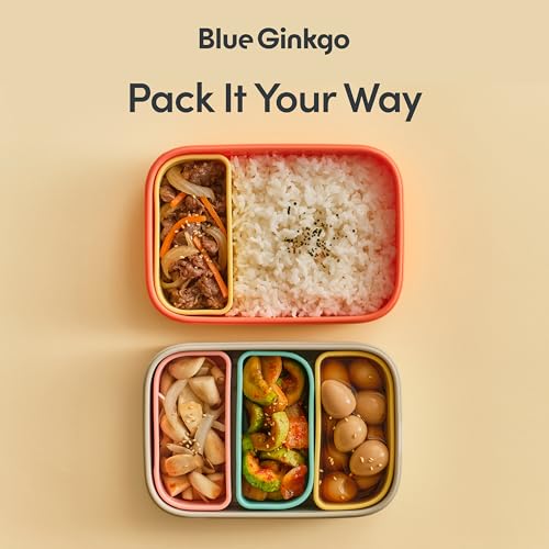 Bento Style Silicone Lunch Box Set (Coral)