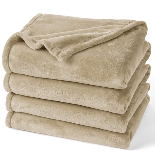 Fleece Blanket Twin Size 76x90 (Khaki / Twin xl(76" X 90"))