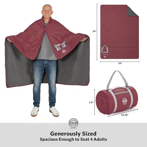 Large Waterproof Outdoor Stadium Blanket (01 - Game Day Crimson)