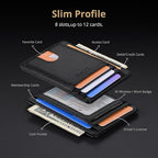 Slim Minimalist Front Pocket RFID Blocking Leather Wallets for Men and Women (Small / Lichee Black)