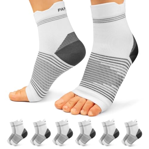6 Pairs Compression Socks with Arch Support for Plantar Fasciitis (White(6 Pairs) / Medium (6 Pair))