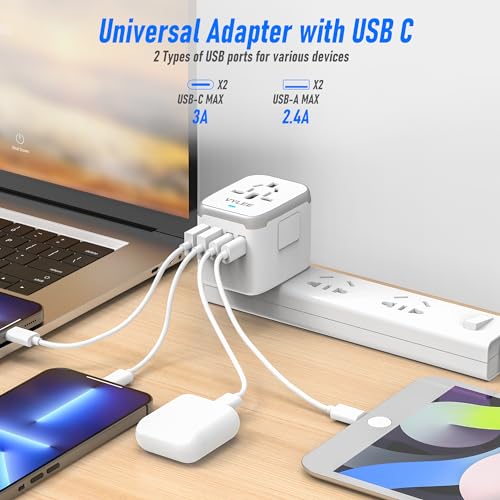 Universal International Power Travel Plug Adapter (White Grey)