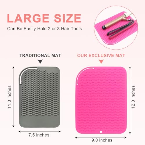 Plus Size Silicone Heat Resistant Mat for Hair Tools (Hotpink)