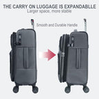 Softside Expandable checked Luggage with Front Business Pockets (Grey-24 / 24 inch)