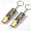 Three Tube Whistle Aluminum Alloy Survival Whistle for Outdoor Needs Sports Referee Emergency (Golden Mix2pcs)