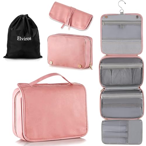 Hanging Travel Toiletry Bag for Women (Cherry Blossom Pink / 1 Pack)