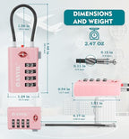 TSA Approved Luggage Locks with Search Alert Indicator (Pink)