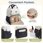 Diaper Bag Backpack Travel Baby Bag with Changing Pad for Mom Dad (1-black-beige / Classic Flap Style)