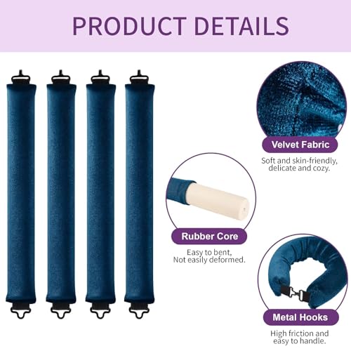 Heatless Curls Overnight Hair Curlers (Navy Blue(Pack of 4))