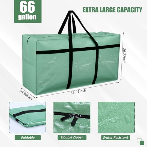 4 Pcs 66 Gallon Extra Large Moving Bags Heavy Duty Storage Bag (66 Gallon / Teal)