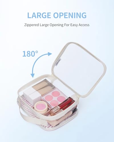 TSA Approved Clear Toiletry Bag for Travel (Y-Dusty Pink Stripe)
