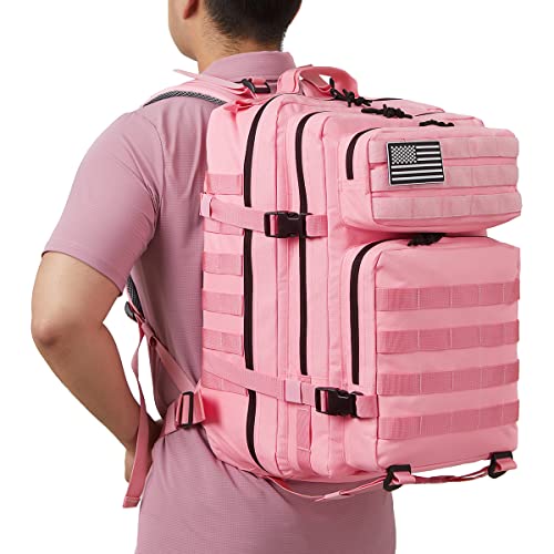 45L Military Tactical Backpacks for Women GYM Fitness Molle Army Assault Pack 3 Day Bug Out Bag Hiking Trekking Rucksack (3.3 Pink)