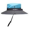 Womens Summer Sun Hat Beach Hat Wide Brim Outdoor UV Protection Hat Foldable Cool Mesh Ponytail Bucket Hat (6-7 / Sky Blue-gray)