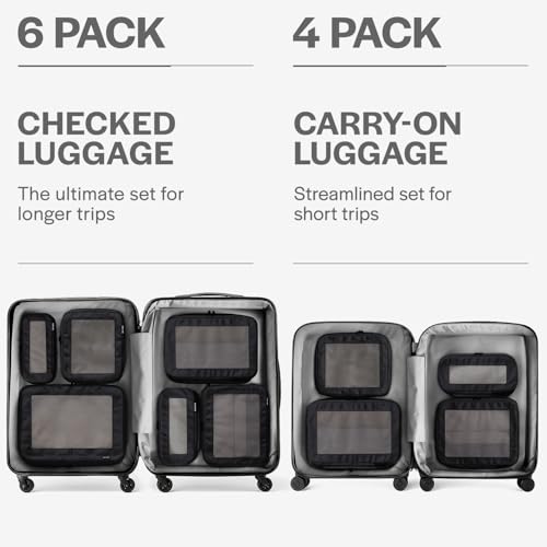 Compression Packing Cubes for Travel (4-Pack / Black)