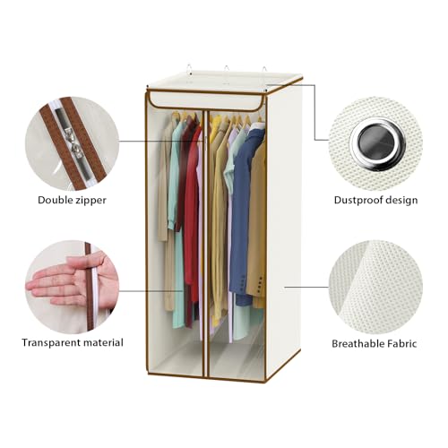 Garment Bags for Hanging Clothes (Beige / 40"-1PCS)