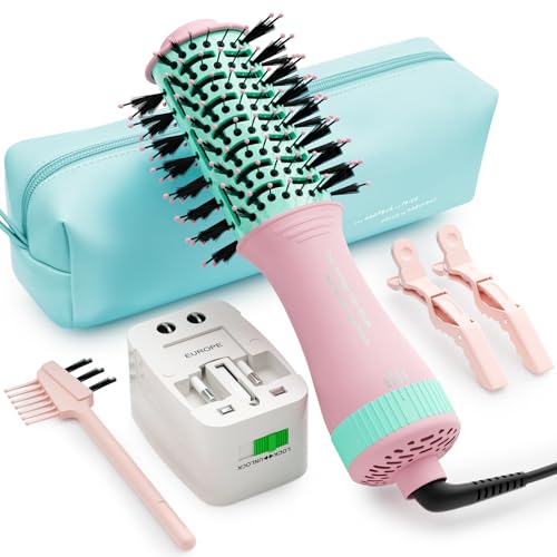 Dual Voltage Travel Dryer Styler in One (50mm Oval / Macaron Pink)