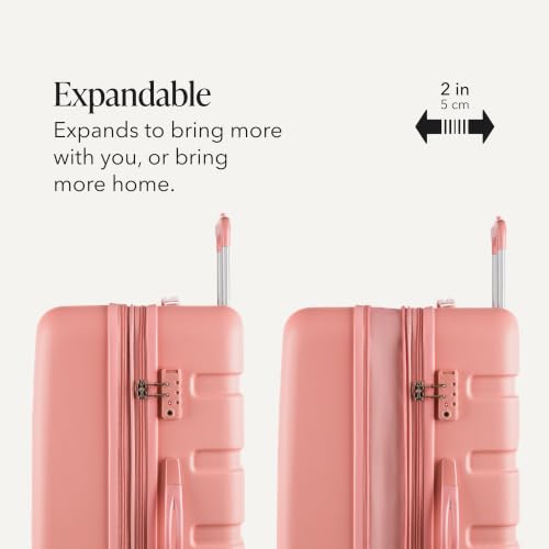 7366 Signature Hardside Expandable Luggage with Spinner Wheels (Checked-Large 27-Inch / Coral Almond)