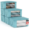 Blanket Storage Bags with Clear Window (6 Pack Large / Aqua)
