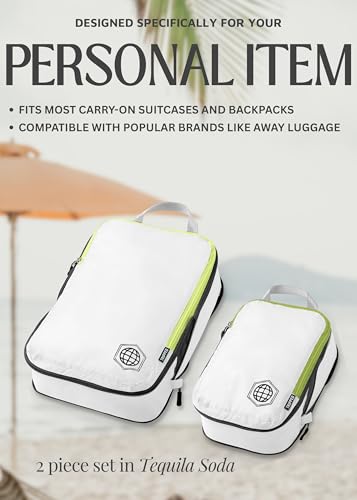 Compression Packing Cubes for Carry (2 Piece / White/Green)